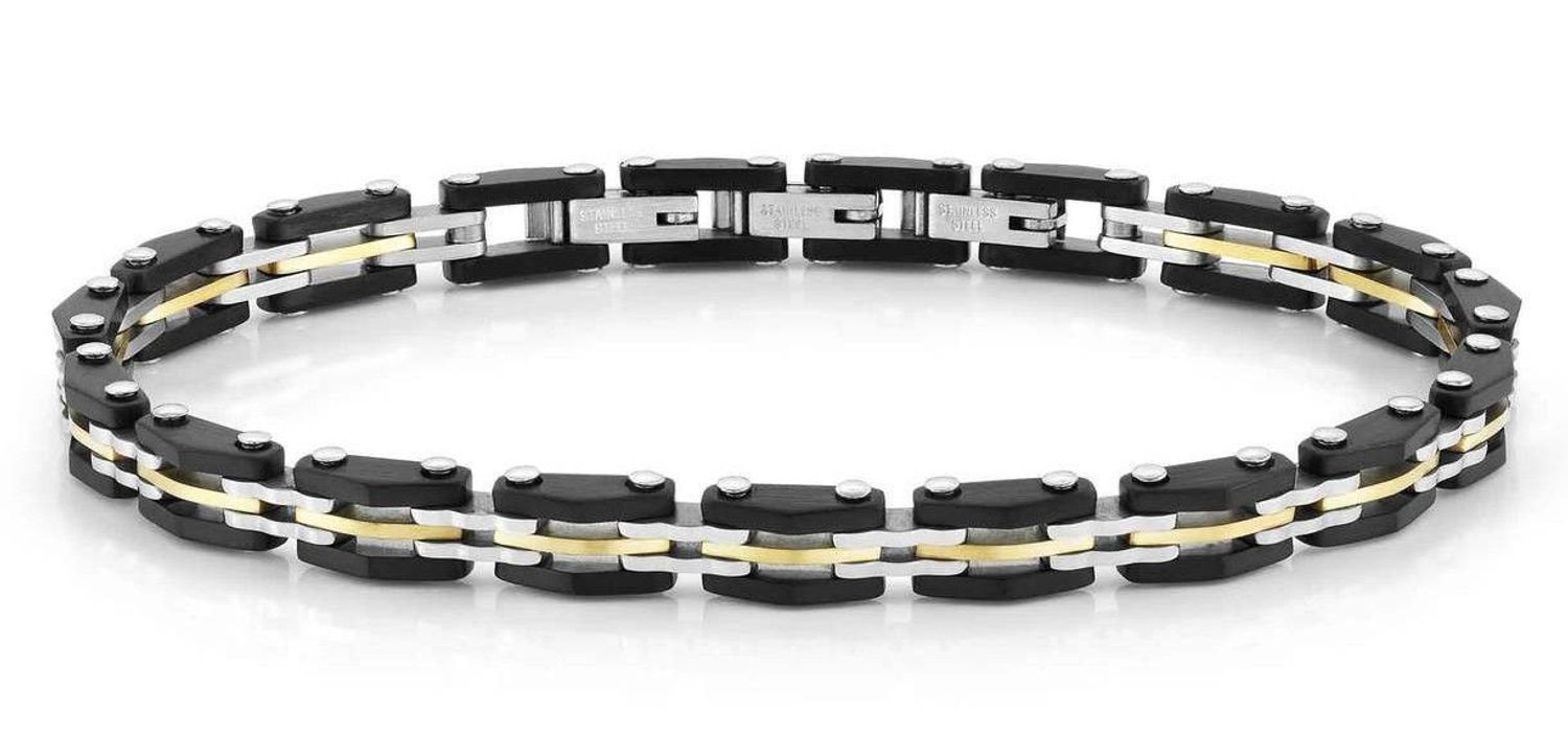 Bransoletka Nomination Italy Strong czarnażółte złoto 028314 012. Mocny, charakterystyczny design inspirowany ogniwami łańcucha rowerowego sprawia, iż jest to idealna propozycja dla Panów, którzy stawiają na odważne i wyra.jpg